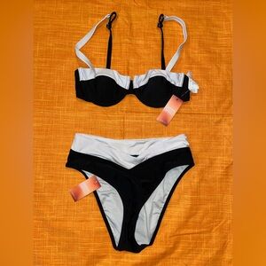 CUPSHE Jojo Coloblock Underwire Women's Bikini Top and B-Waist Bottom Set